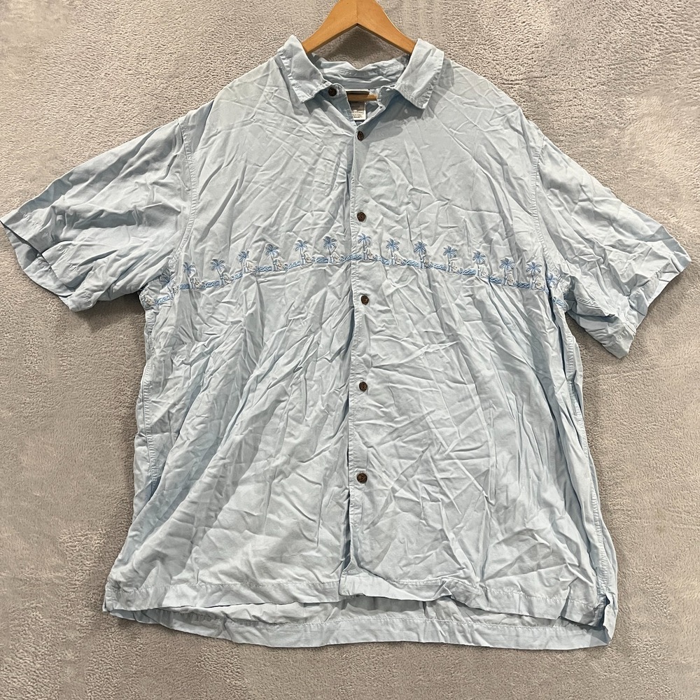 Disney World Button Up Shirt Hawaiian 2XL Embroidered Coastal Beach 90s Vintage